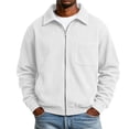 thumbnail image 4 of Mens Corduroy Bomber Jacket with Pocekts Casual Full Zip Lapel Long Sleeve Lightweight Shirt Jacekt White L, 4 of 8