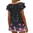 thumbnail image 3 of Camisas de Cuello de Tripulación de Manga Corta para las Mujeres Plisado Mangas de Ruffle, Cuello Redondo Casual Primavera Y Blusa de Verano, 3 of 5