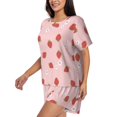 thumbnail image 2 of Fotbe Hand Drawn Strawberry Print Pajama Set for Women 2 Piece Loungewear Short Sleeve Tops and Shorts Set Soft Sleepwear-3X-Large, 2 of 7