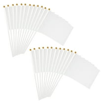 Uxcell 8x3 Inch White Blank Stick Flag, 12Pcs Handheld Solid Color Flag