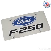 Ford Laser-Cut Logo & F-250 Name On Polished License Plate