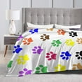 thumbnail image 2 of Colourful Pet Dog Paw Throw Blanket, Fluffy Soft Cozy Blanket Flannel Plush Microfiber Couch Throw 80"x60", 2 of 7
