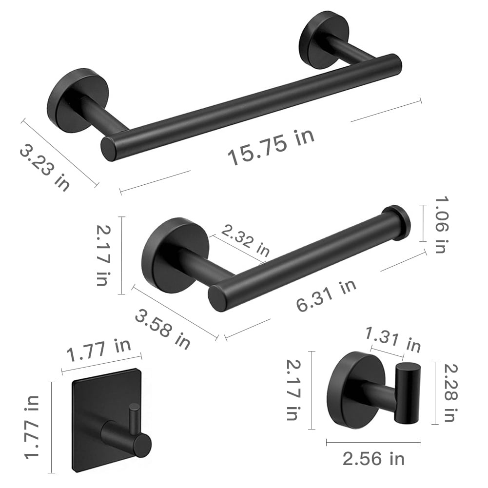 Lowestbest 5 Piece Thick Stainless Steel Bathroom Accessory Set, 16 Inch Hand Towel Bar Towel Rack Set, Toilet Paper Holder, 3 Bath Towel Hooks, Black Lowestbest 5 Piece Thick Stainless Steel Bathroom Accessory Set, 16 Inch Hand Towel Bar Towel Rack Set, Toilet Paper Holder, 3 Bath Towel Hooks, Black