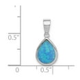 thumbnail image 5 of 925 Sterling Silver Rhodium Plated Synthetic Opal Polished Teardrop Shaped Pendant, 5 of 5