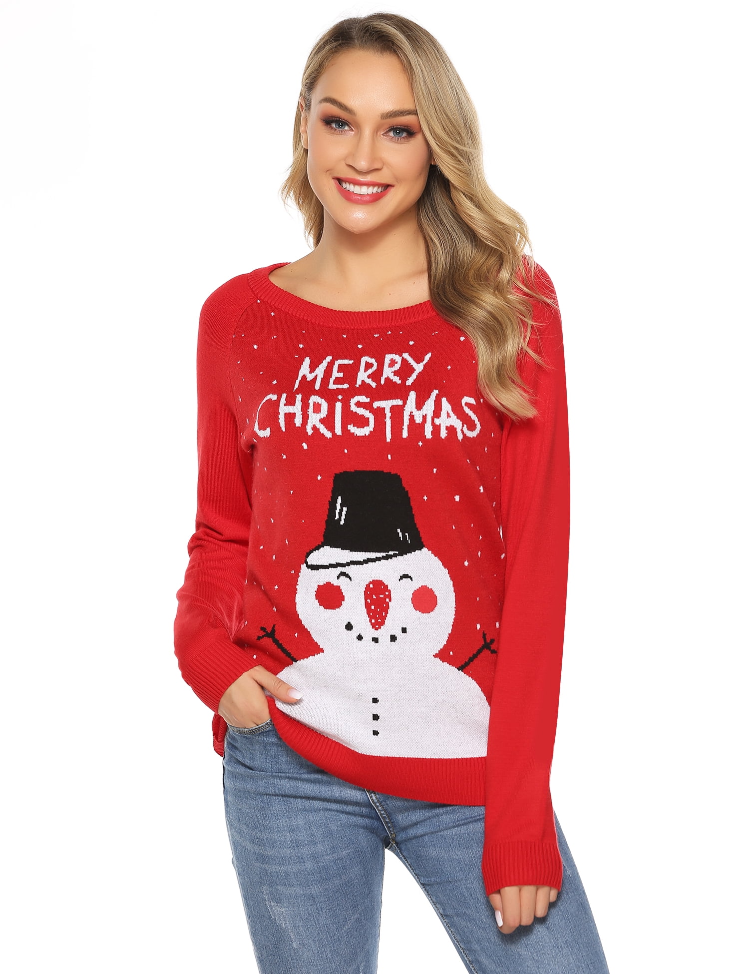 Uniexcosm Women's Ugly Christmas Sweaters for Women Funny Long Sleeve ...
