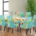 thumbnail image 3 of Flowers Dining Chair Cover Spring Pattern Blue Green Set of 6 Stretch Removable Washable Slipcovers for Dining Room Hotel Kitchen, 3 of 6
