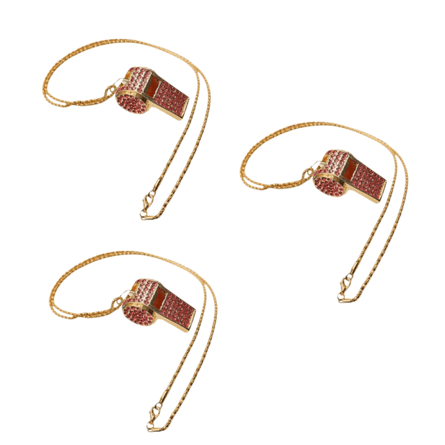 Rose Red Necklace Style, Exquisite Diamond-Encrusted Referee Whistle, Cute Rhinestone Whistle, Metal Whistle