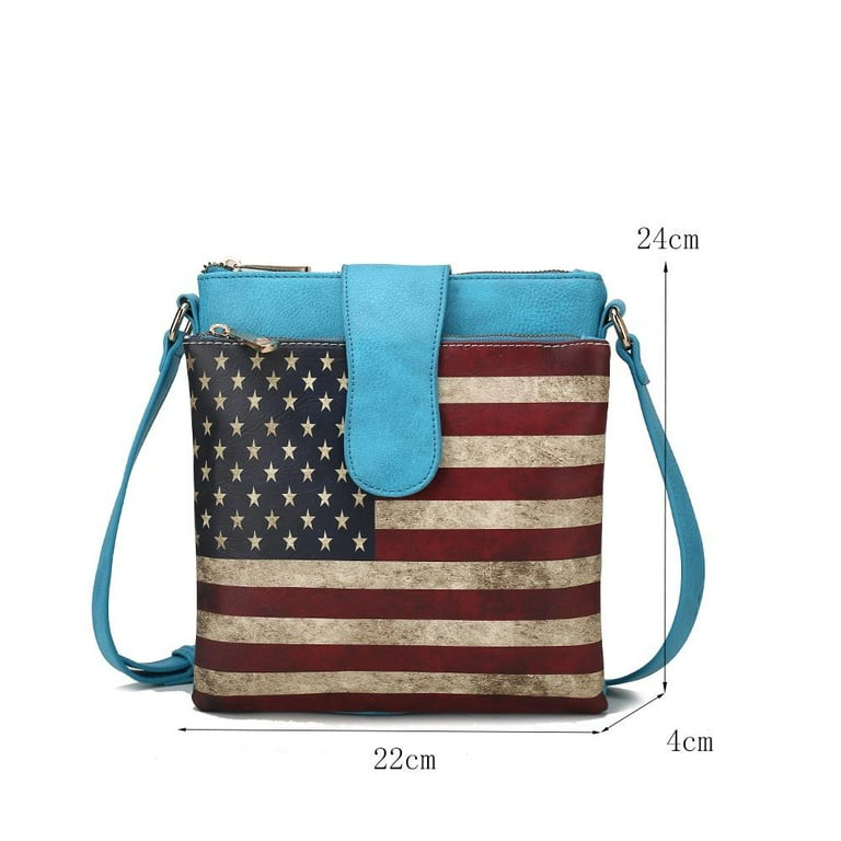 MKF Collection Josephine Womens Crossbody Bag Vegan Leather Shoulder bag USA Flag handbags Turquoise Blue Purse by Mia K MKF Collection Josephine Womens Crossbody Bag Vegan Leather Shoulder bag USA Flag handbags Turquoise Blue Purse by Mia K