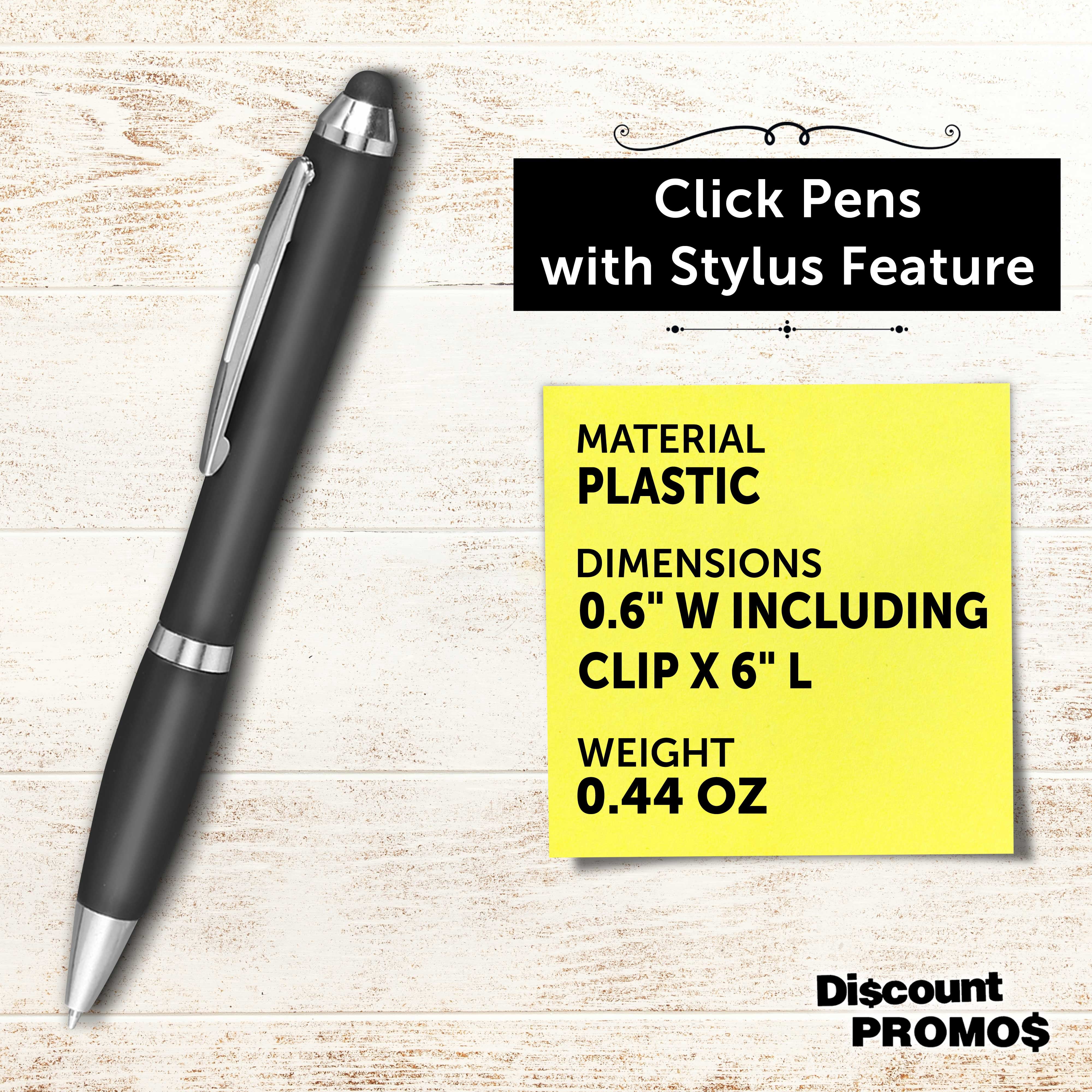 Plastic Stylus Pens Set of 10, Bulk Pack - Black Ink, Great for Office, School, Business, Tradeshows, Events - Black