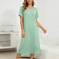 thumbnail image 6 of Jane Wardrobe Women’S Round Neck Short Sleeve Knit Midi Dress, Back Split Loose Fit Casual Nightgown, Soft Polyester Summer Home Wear Sleepwear Loungewear, 1 Piece, Sizes S Through XXL, 6 of 6