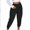 Black, variant on Mrat Women's Capris Jeans Pants Cotton Linen Loose Soft Elastic Waist Button Zipper Causal Athletic Joggers Sweatpants Jeans Trousers Cropped Denim Pants with Pockets Blue S