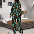 thumbnail image 7 of Kuiaobaty Cactus Geometric Print Women's Pajamas Set Pajamas Set Soft Long Sleeves Tops Button Down T-Shirts with Full Length Pants Casual Soft Home Sleepwear Nightgown White, L, 7 of 7