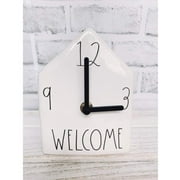 Rae Dunn by Magenta Home Ceramic LL Welcome Desk Shelf Clock 2019 Limited Edition