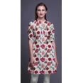 thumbnail image 3 of Bimba Short Kurtis For Ladies Printed Mandarin Collar Roll Up Sleeve Dress, 3 of 6