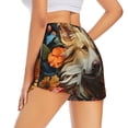 thumbnail image 3 of Bixox Women's Vintage Colorful Flower Puppy pattern 2 in 1 Running Shorts - Lightweight Athletic Workout Gym Yoga Shorts Liner with Pockets - X-Large, 3 of 5