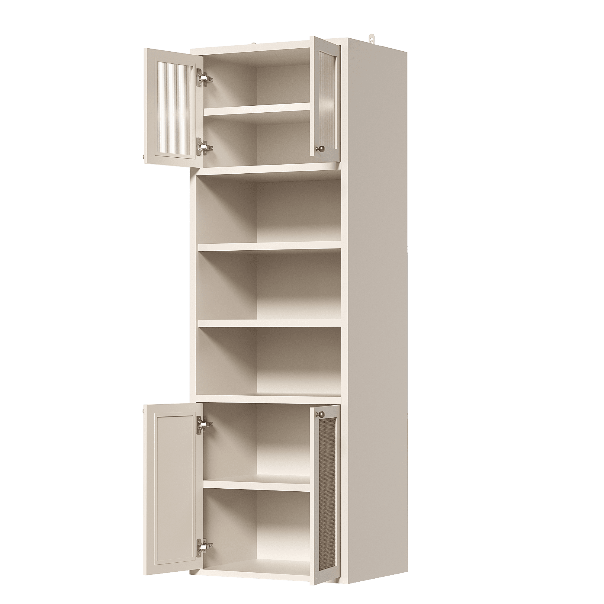 Mintazer 71" Tall Kitchen Pantry Storage Cabinet, Freestanding Modern Kitchen Cabinet with Open Shelf for Living Room, Dining Room, White