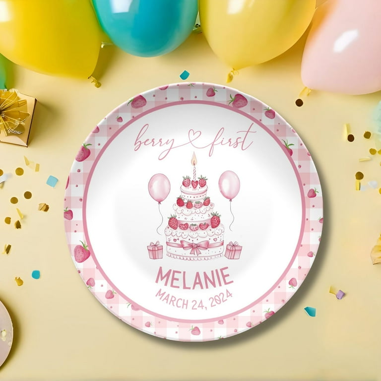 Berry First Birthday Smash Cake Plate Personalized Berry