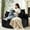 Black Corduroy, variant on 55" Oversized Round Chaise Lounge Sofa, Upholstered Accent Chair with Pillows, Single Boneless Reading Chairs for Living Room Bedroom, Modern Black