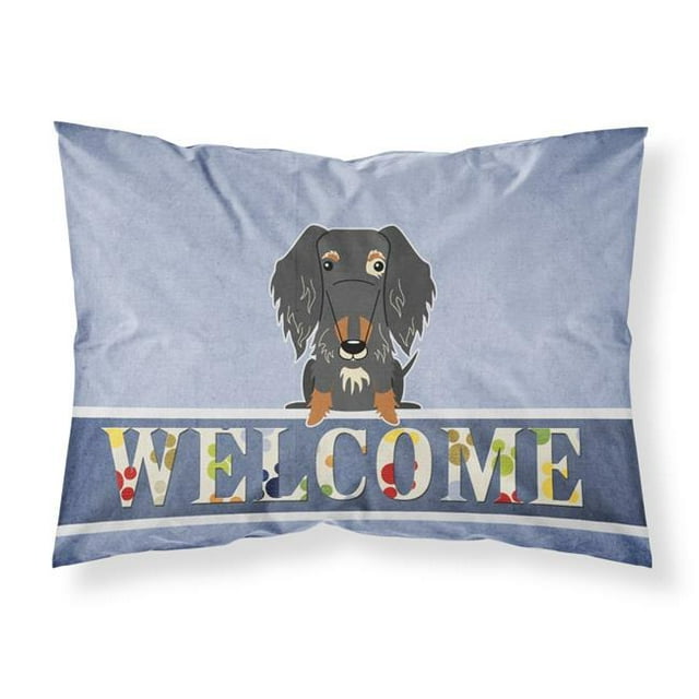 Carolines Treasures BB5709PILLOWCASE Wire Haired Dachshund Dapple Welcome Fabric Standard Pillowcase