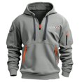 thumbnail image 2 of Flag Print Zip-Up Hoodie for Men, Big & Tall Casual Pullover for Sports, Fall Spring Patriotic Streetwear,Gray,XL, 2 of 5