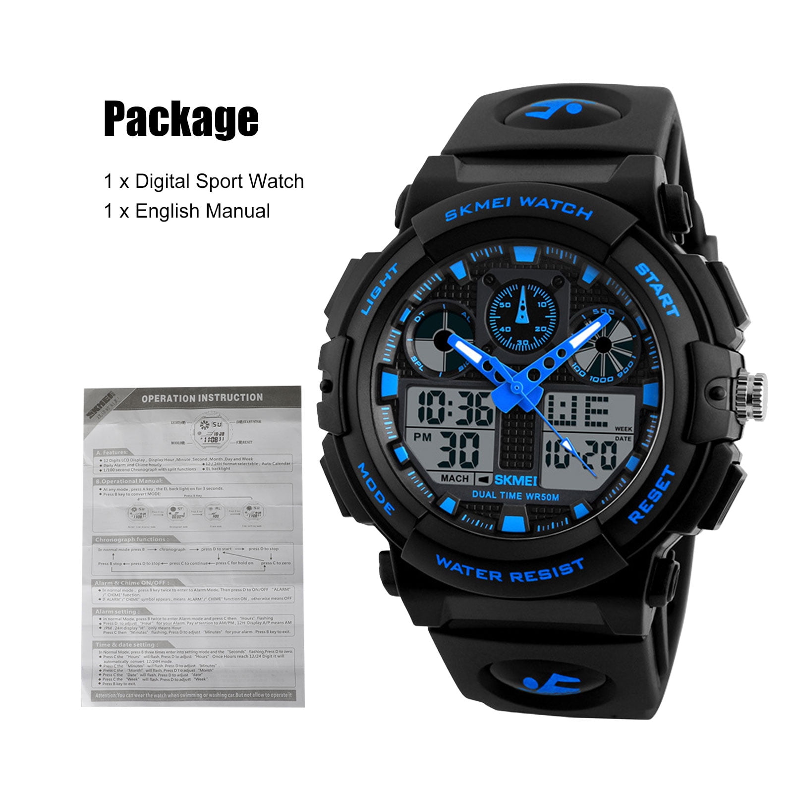 Waterproof Cold Light Sport Watch Manual 91+ Pages - Latest Update 