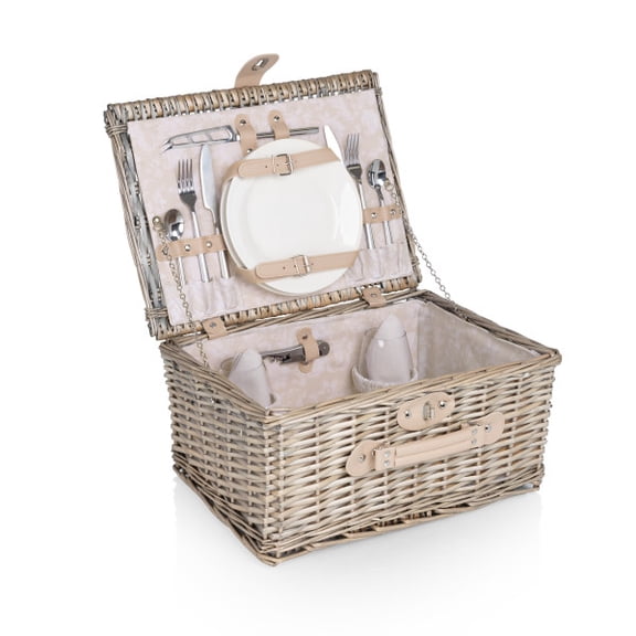 Picnic Time Classic Picnic Basket for 2, (Beige Canvas)