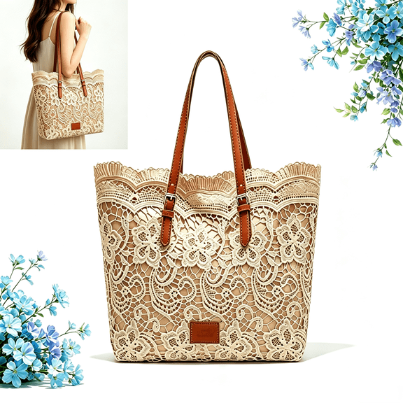 Vintage Lace Shoulder Bag for Women,2026New Crochet Purse Summer Handbag,Lightweight Tote Bag for Beach Travel Shopping