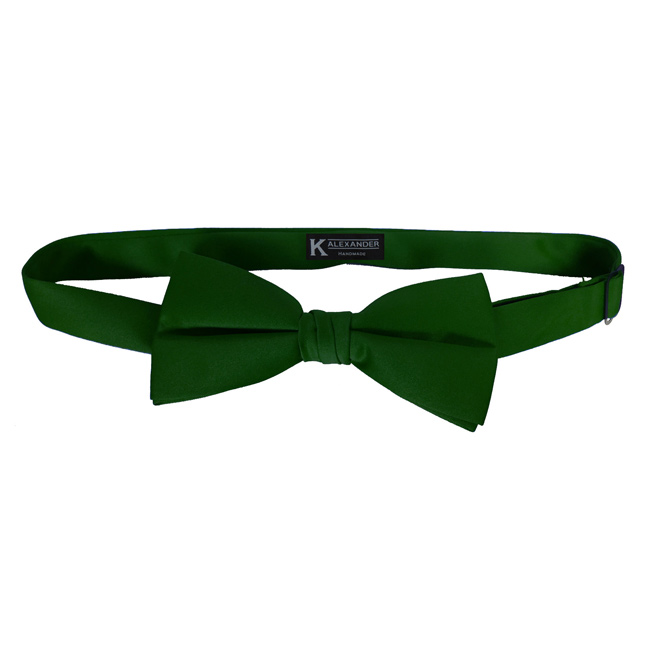 K. Alexander Hunter Green Satin mens bow tie by K. Alexander