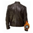 thumbnail image 4 of Miluxas Leather Jacket Men Lightweight Motorcycle Jackets Men's Stand Collar Bomber Coat with Pockets and Zip Brown, 4 of 6