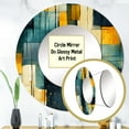 thumbnail image 3 of Designart "Fusion Of Yellow And Teal Abstract Geometrics" Geometric Yellow Large Round Mirror - Round Bedroom Mirror Wall Decor - Modern Round Printed Mirror - 36" x 36", 3 of 6