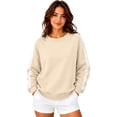 thumbnail image 4 of Mock Neck Sweatshirts Shirts Fall Sweatshirt Oversized Cloud Solid Colors Sweatshirt Sweatshirts with Pockets Long Sleeve Tops,Beige,L, 4 of 6
