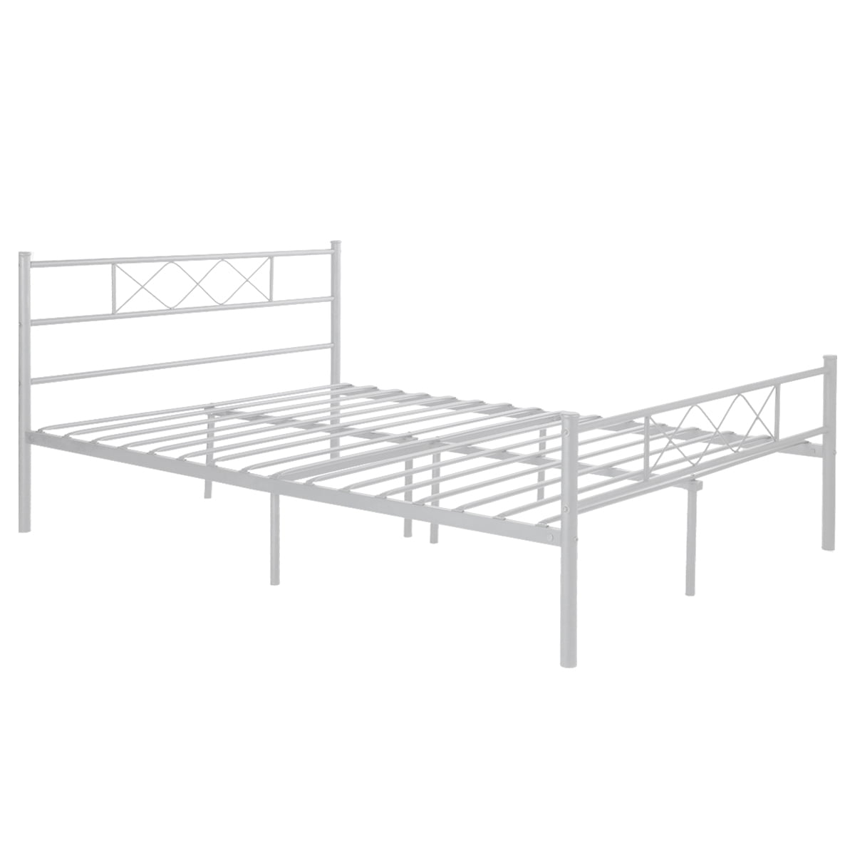 Easy Setup Premium Metal Bed Frame Platform Box Spring with Headboard