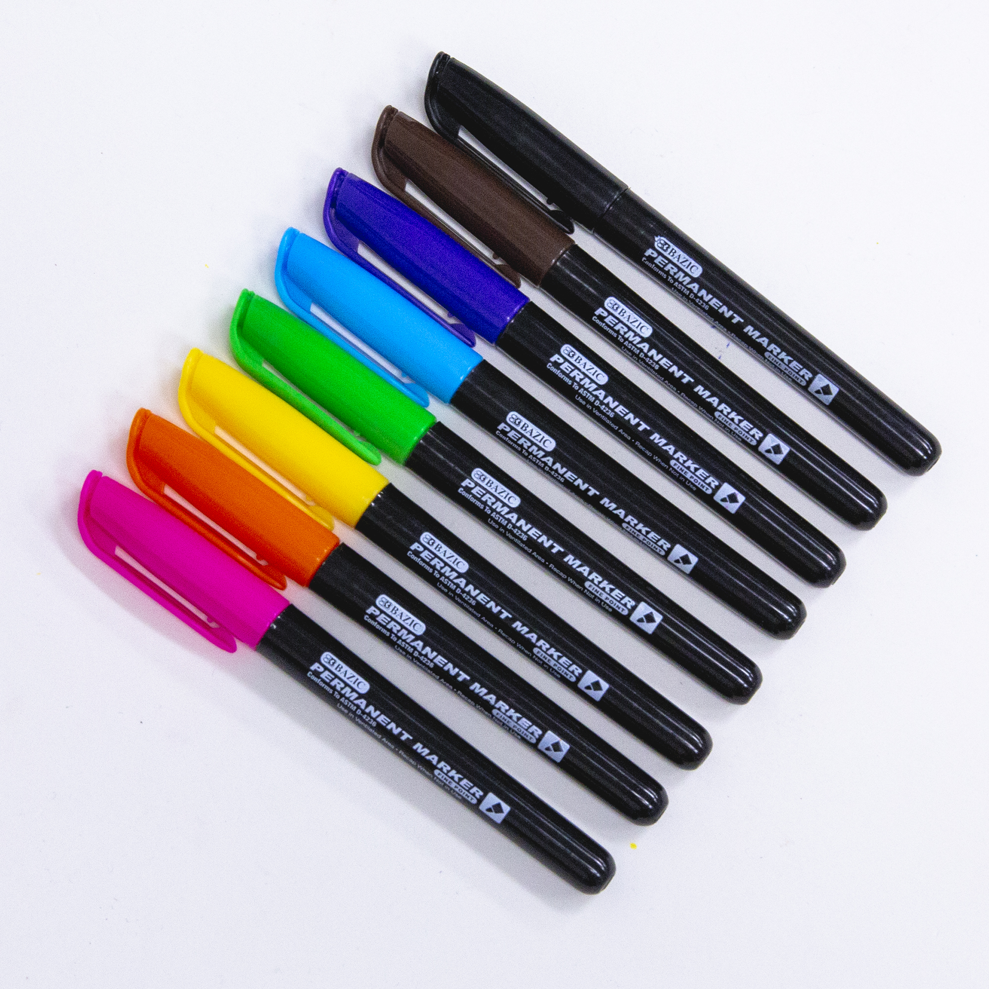 BAZIC Writing Instruments with Compact Floor Display, 157 Units Count, Markers Pens Highlighters Mechanical Pencils