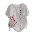 thumbnail image 5 of Camisas de Manga Corta para las Mujeres Blusa Suelta de Impresión de Flores de Verano, Camisa para el Hogar Y el Uso Diario, 5 of 5