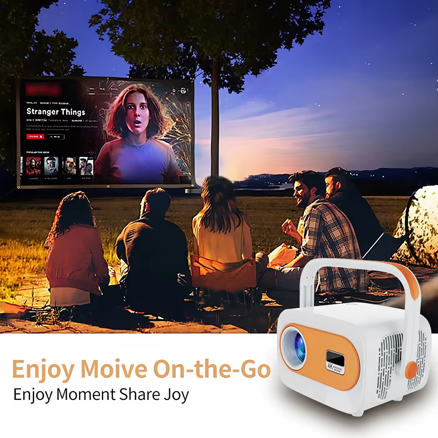 Gold Projector,600ANSI Native 1080P, 200''Video Projector,Auto Focus & Zoom, 5G Sync,Built-in Apps