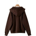thumbnail image 2 of Women's Zip Up Long Sleeve Oversized Drawstring Hoodie Hooded Sweatshirt,Coffee Brown,M, 2 of 6