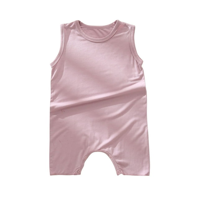 FAIWAD Combinaisons en Coton Unisexes Sans Manches Col Rond Extensible Combinaisons Printemps Été Bouton Ouvert Entrejambe Combinaisons