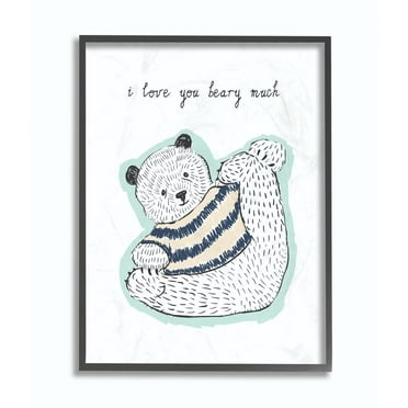 The Kids Room by Stupell I Love You Beery M,. Much Cartoon Sweater Bear Framed Giclee Texturized Art