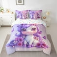thumbnail image 2 of Feelyou Purple Unicorn Twin Bedding Sets 7-Piece for Kids, Dreamy Flower Floral Bedding Comforter Set, Kawaii Cartoon Animal Reversible Sheet Sets, Ultra Soft Home Decor, 2 of 7
