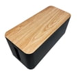 thumbnail image 5 of Caja de protección de enchufe de cable de alimentación de plástico de escritorio, caja organizadora de cable de datos multifuncional de grano de madera, caja de almacenamiento, 5 of 5