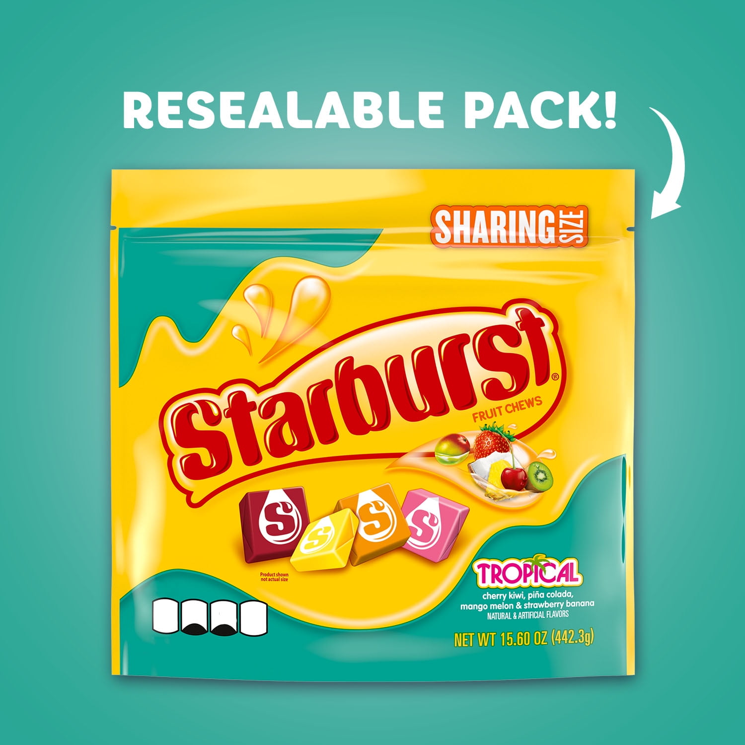 Starburst Tropical Fruit Chews Gummy Candy, Sharing Size, 15.6 oz