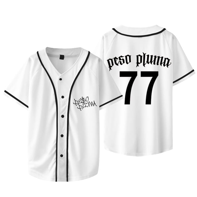 Peso Pluma 77 Maillot Exodo Tour Merch Veste de Baseball Femmes Hommes Mode Décontractée T-shirts à Manches Courtes, style 1,TP