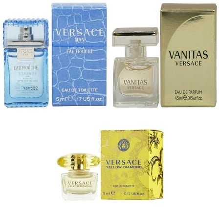 Versace Man Eau Fraiche EDT, Vanitas EDP, Yellow Diamond EDT - 5ml 3PK Kit