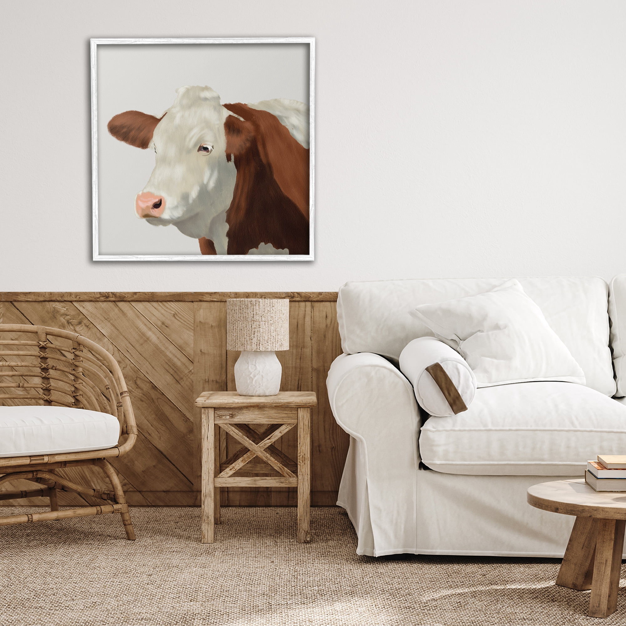 Stupell Industries Farm Friend Cow Portrait White Framed Giclee Art, design by Marcus Prime