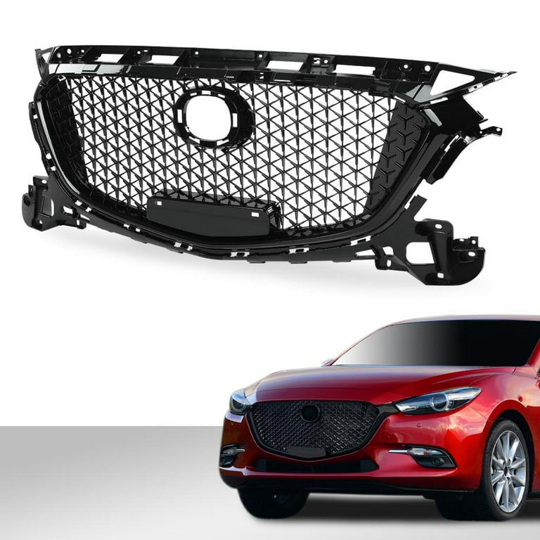Garage-Pro Grille Assembly For Mazda 3 2007-2009 - Textured Dark Gray With Chrome Upper Bar