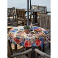 thumbnail image 2 of Outdoor Tablecloth with Umbrella Hole for Patio/Picnic/Party/Camping, 4th of July Dogs Waterproof Table Cloth Round Cover Washable, Independence Day Floral Red Stars Beige (Dia 60"), 2 of 8
