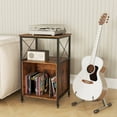 thumbnail image 2 of Costway Mobile Record Player Stand with Power Outlet Open Shelf & Dividers Metal Frame, 2 of 10