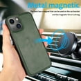 thumbnail image 6 of Detachable Wallet Case for iPhone 14, Removable PU Leather Wrist Hand Strap 2 in 1 Design Flip Folio Cover with Card Slots Holder Magnetic Car Mount Kickstand Protective Phone Case, Green, 6 of 7