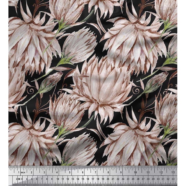 Soimoi Poly Georgette Fabric Clover Flower Fabric Prints By Yard 52 Inch Wide