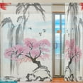 thumbnail image 2 of Coolnut 2PCS Oriental Cherry Tree Landscape Sheer Gauze Door Curtains, 78"x55" Window Curtain Drapes for Living Room Kids Bedroom Window Treatment, 2 of 4